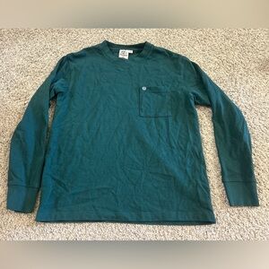 Beardedgoat Heavyweight Longsleeve T-Shirt Green Men's Size Small Cotton Pocket